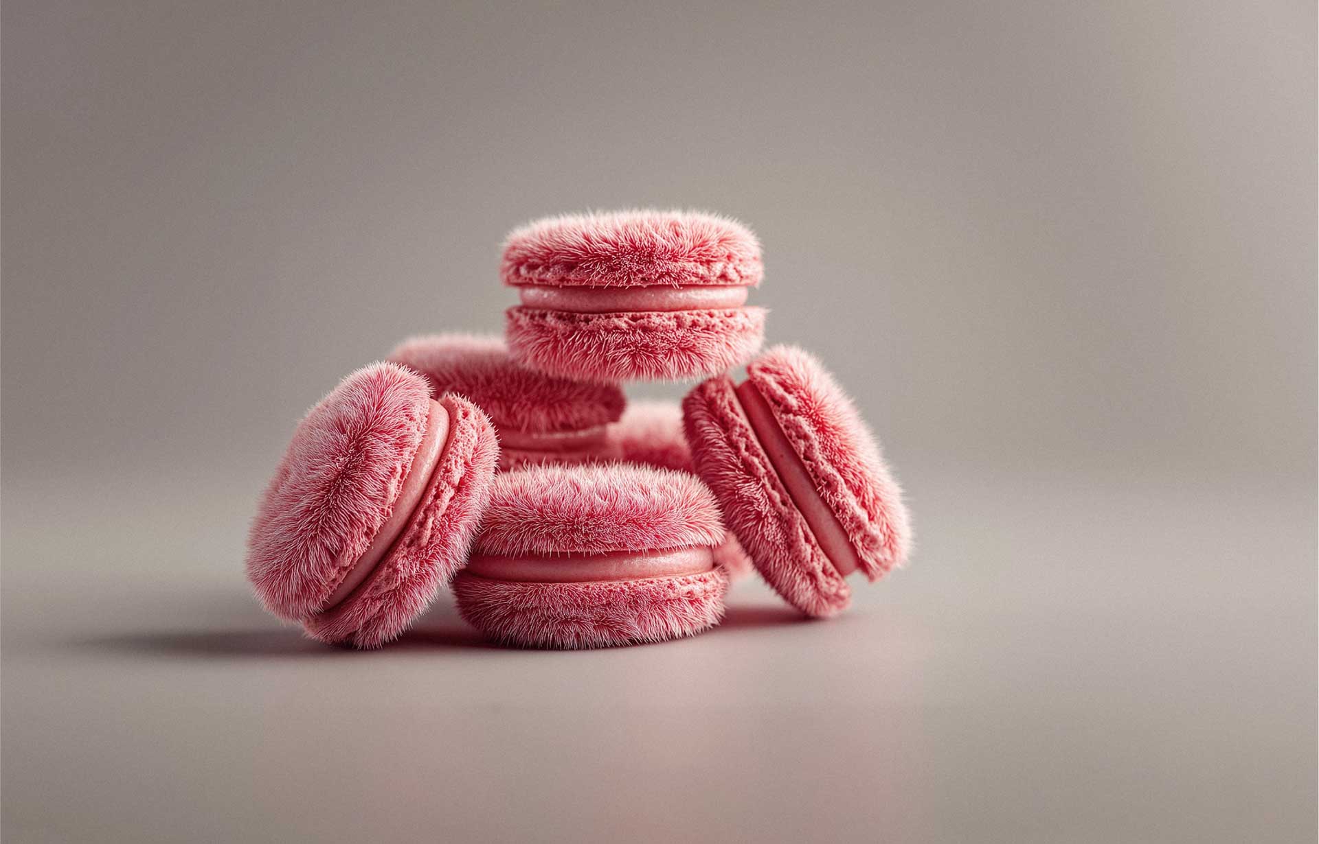 Macarons à la framboise en présentation poétique